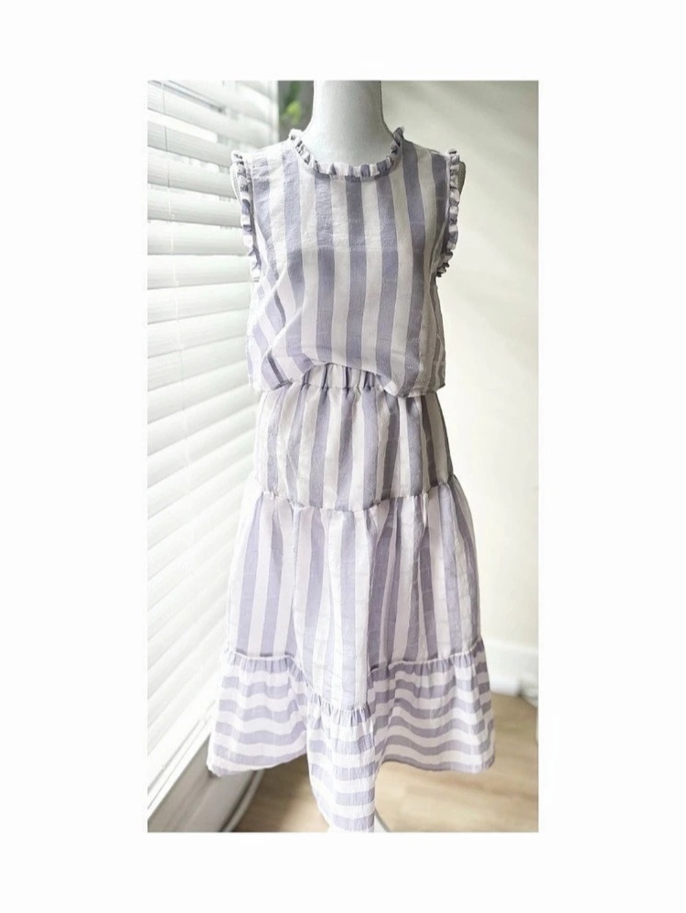 ARY Los Angeles Striped Two Piece Dress in Purple & White Size Small